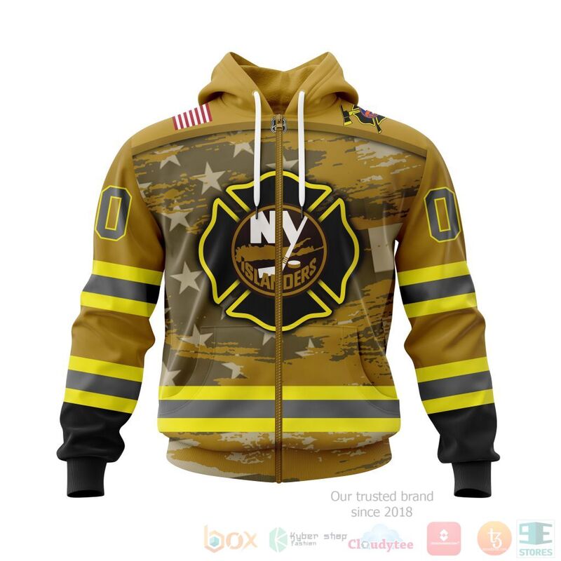 NHL New York Islanders Honnor Firefighter Yellow 3D Hoodie Shirt 1