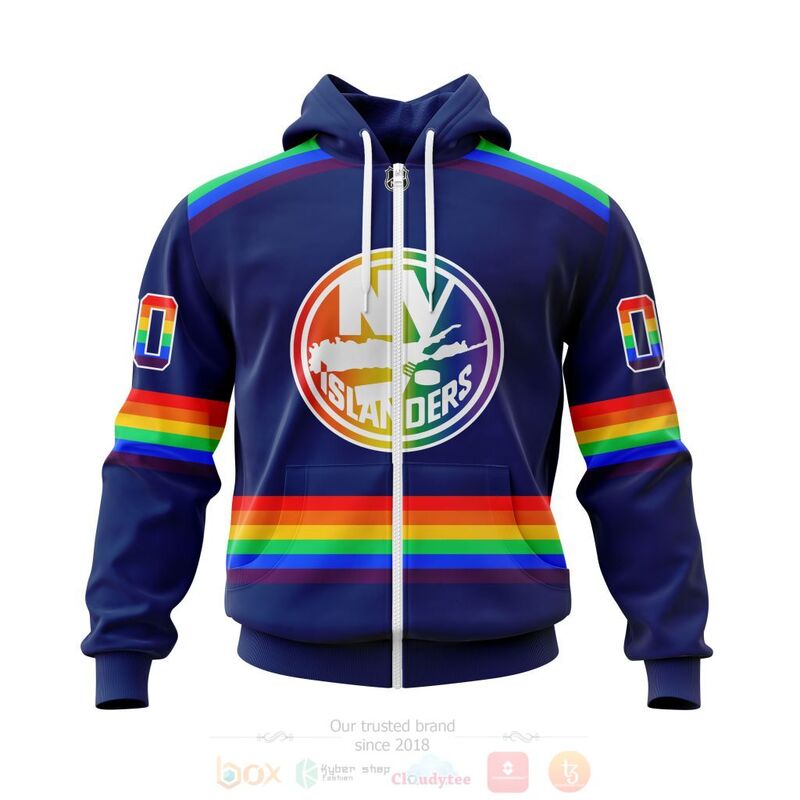 NHL New York Islanders LGBT Pride Navy Color Personalized Custom 3D Hoodie Shirt 1