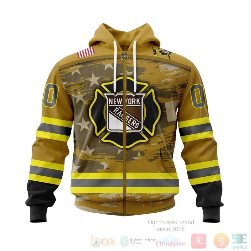 NHL New York Rangers Honnor Firefighter Yellow 3D Hoodie Shirt 1
