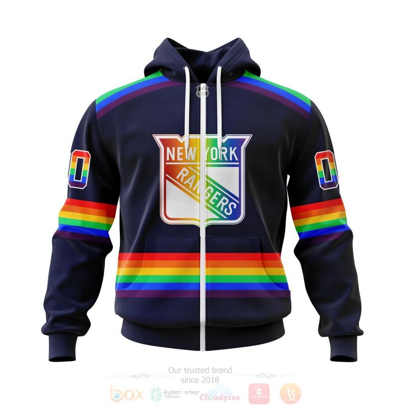 NHL New York Rangers LGBT Pride Navy Color Personalized Custom 3D Hoodie Shirt 1