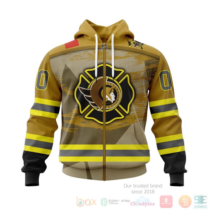 NHL Ottawa Senators Honnor Firefighter Yellow 3D Hoodie Shirt 1