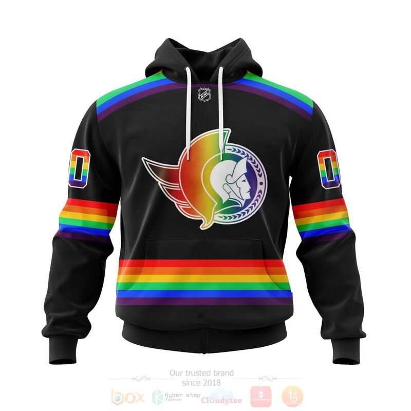 NHL Ottawa Senators LGBT Pride Black Personalized Custom 3D Hoodie Shirt