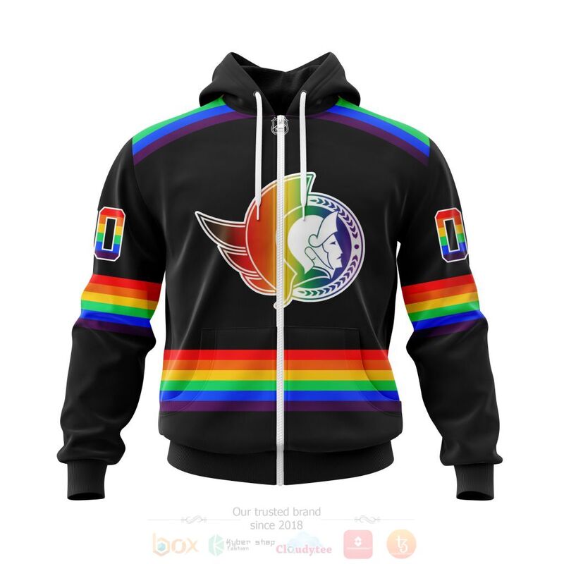 NHL Ottawa Senators LGBT Pride Black Personalized Custom 3D Hoodie Shirt 1