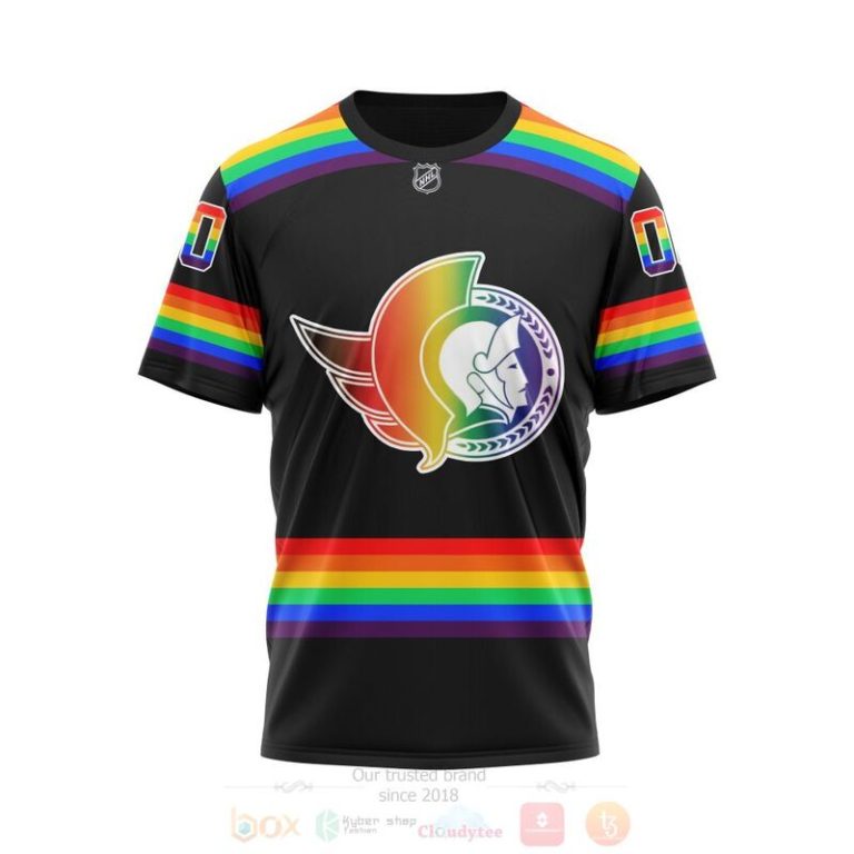 NHL Ottawa Senators LGBT Pride Black Personalized Custom 3D Hoodie Shirt 1 2