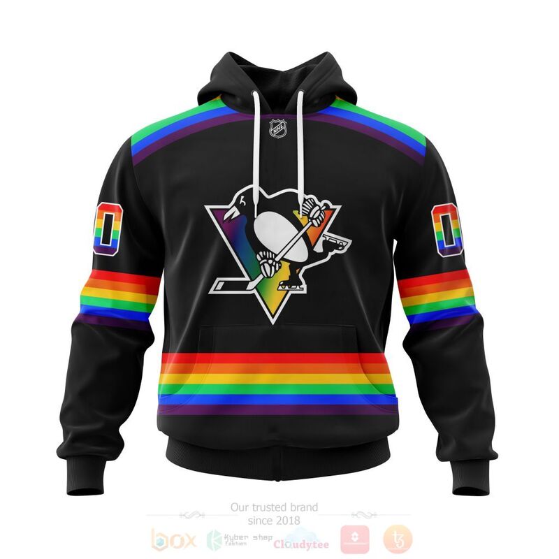 NHL Pittsburgh Penguins LGBT Pride Black Personalized Custom 3D Hoodie Shirt