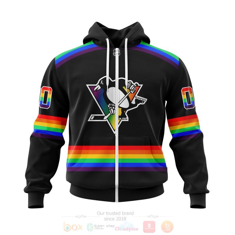 NHL Pittsburgh Penguins LGBT Pride Black Personalized Custom 3D Hoodie Shirt 1