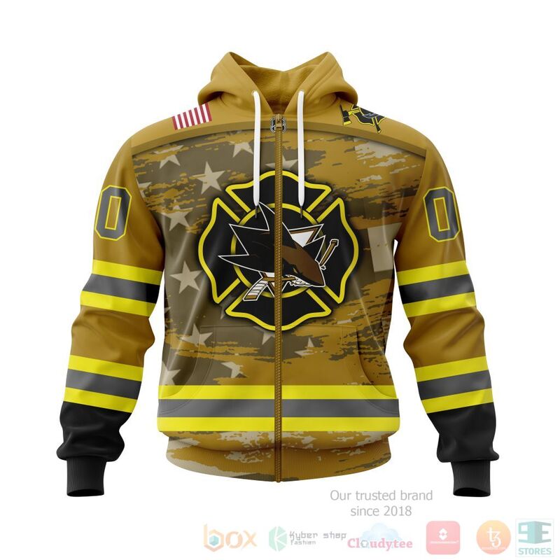 NHL San Jose Sharks Honnor Firefighter Yellow 3D Hoodie Shirt 1