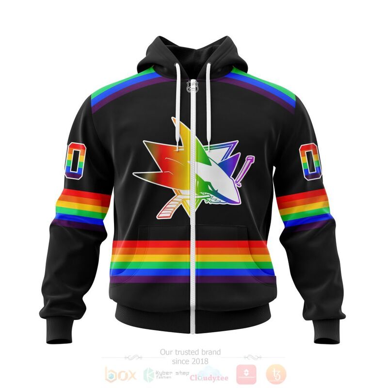 NHL San Jose Sharks LGBT Pride Black Personalized Custom 3D Hoodie Shirt 1