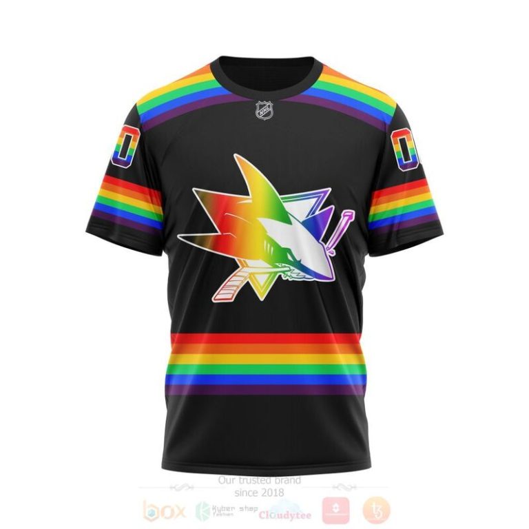 NHL San Jose Sharks LGBT Pride Black Personalized Custom 3D Hoodie Shirt 1 2