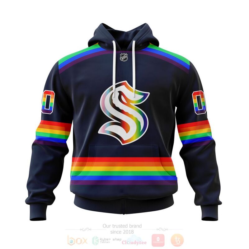 NHL Seattle Kraken LGBT Pride Navy Color Personalized Custom 3D Hoodie Shirt