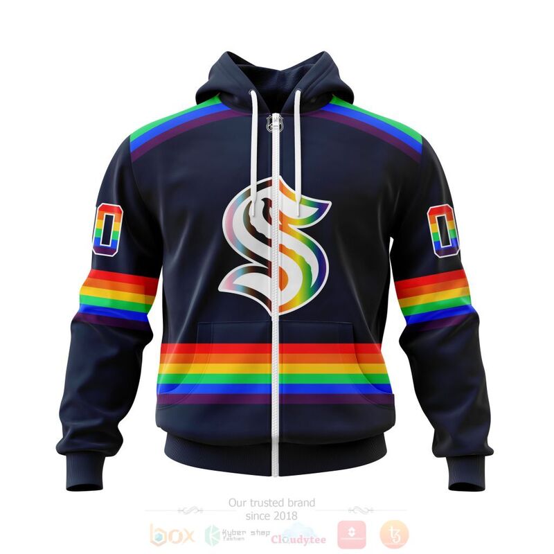 NHL Seattle Kraken LGBT Pride Navy Color Personalized Custom 3D Hoodie Shirt 1