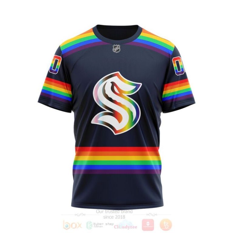 NHL Seattle Kraken LGBT Pride Navy Color Personalized Custom 3D Hoodie Shirt 1 2
