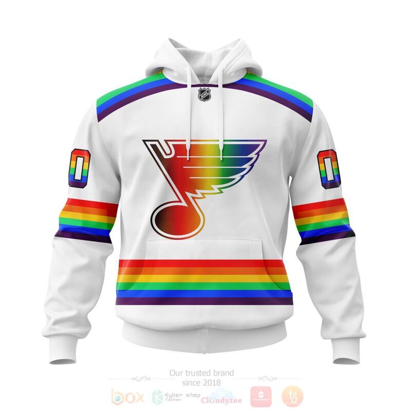 NHL St. Louis Blues LGBT Pride White Personalized Custom 3D Hoodie Shirt