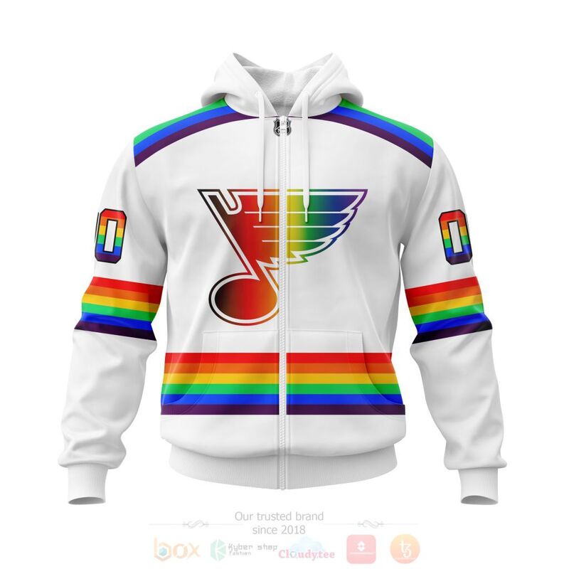 NHL St. Louis Blues LGBT Pride White Personalized Custom 3D Hoodie Shirt 1