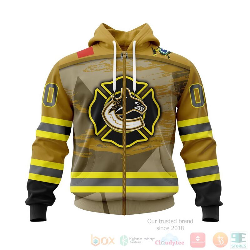 NHL Vancouver Canucks Honnor Firefighter Yellow 3D Hoodie Shirt 1