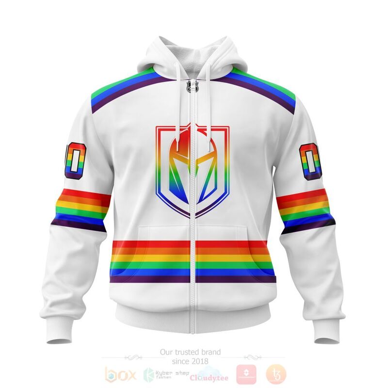 NHL Vegas Golden Knights LGBT Pride White Personalized Custom 3D Hoodie Shirt 1