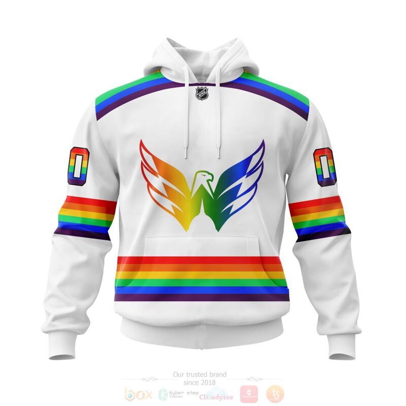 NHL Washington Capitals LGBT Pride White Personalized Custom 3D Hoodie Shirt