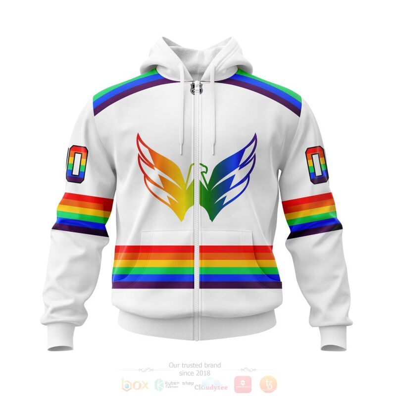 NHL Washington Capitals LGBT Pride White Personalized Custom 3D Hoodie Shirt 1