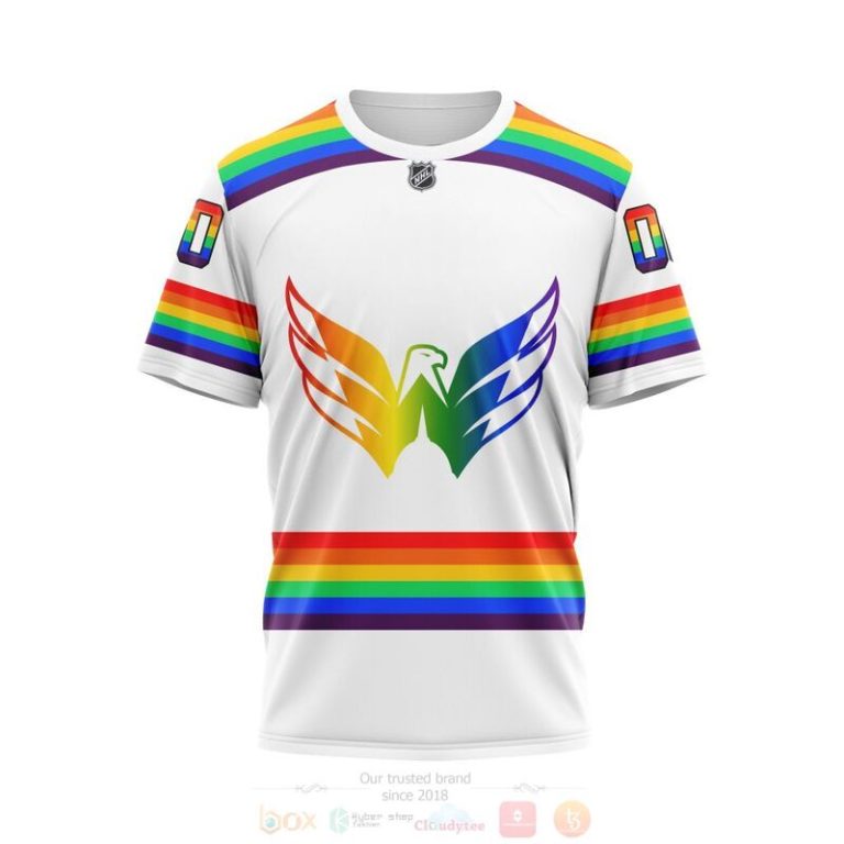 NHL Washington Capitals LGBT Pride White Personalized Custom 3D Hoodie Shirt 1 2