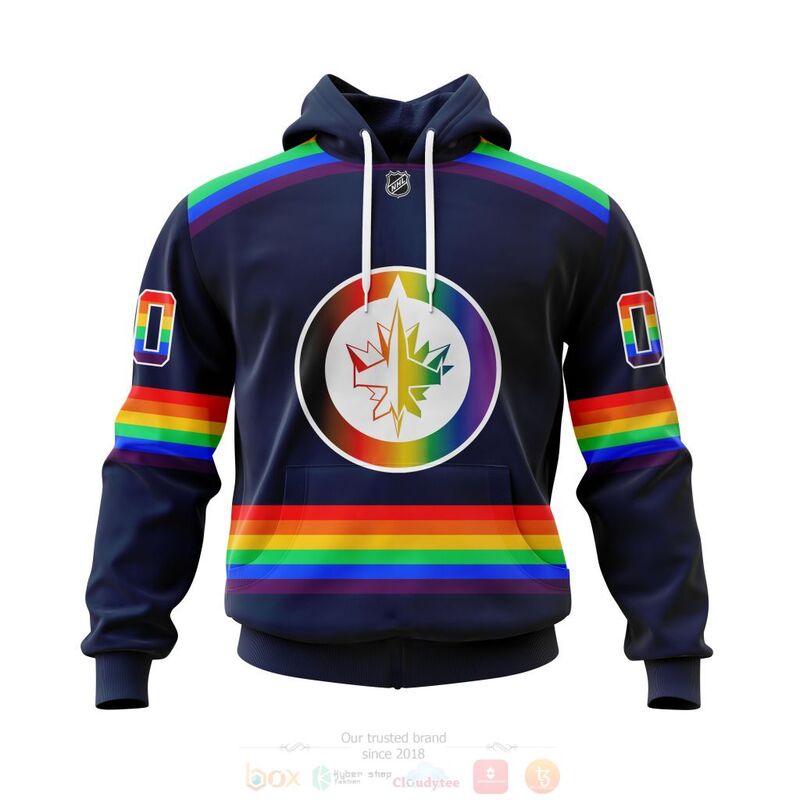 NHL Winnipeg Jets LGBT Pride Navy Color Personalized Custom 3D Hoodie Shirt