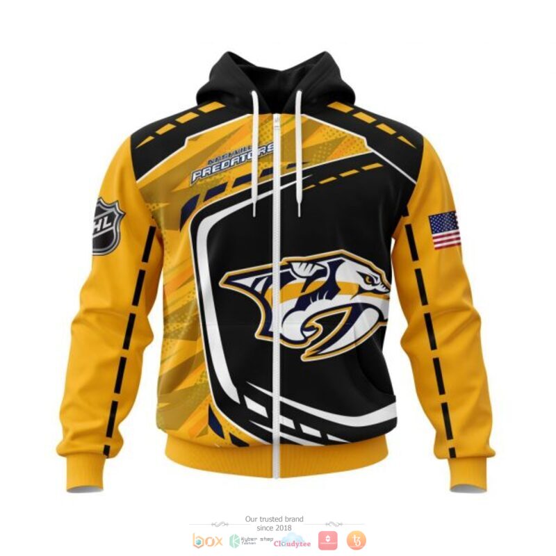 Nashville Predators NHL black yellow 3D shirt hoodie 1