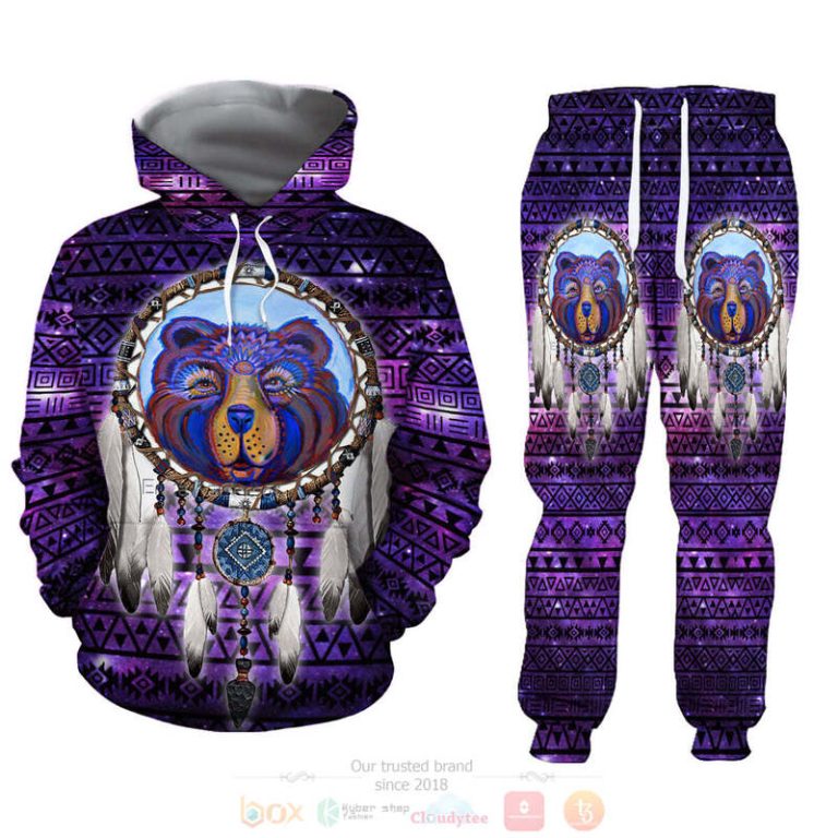 Native Bear Violet Hoodie and Sweatpants Set