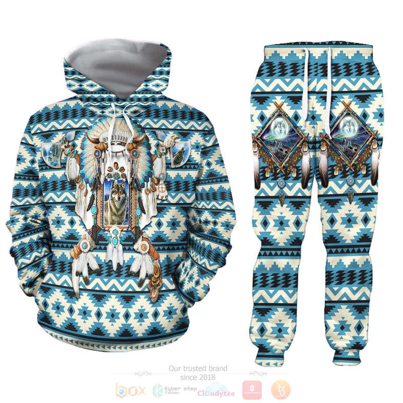 Native Blue Hoodie and Sweatpants Set