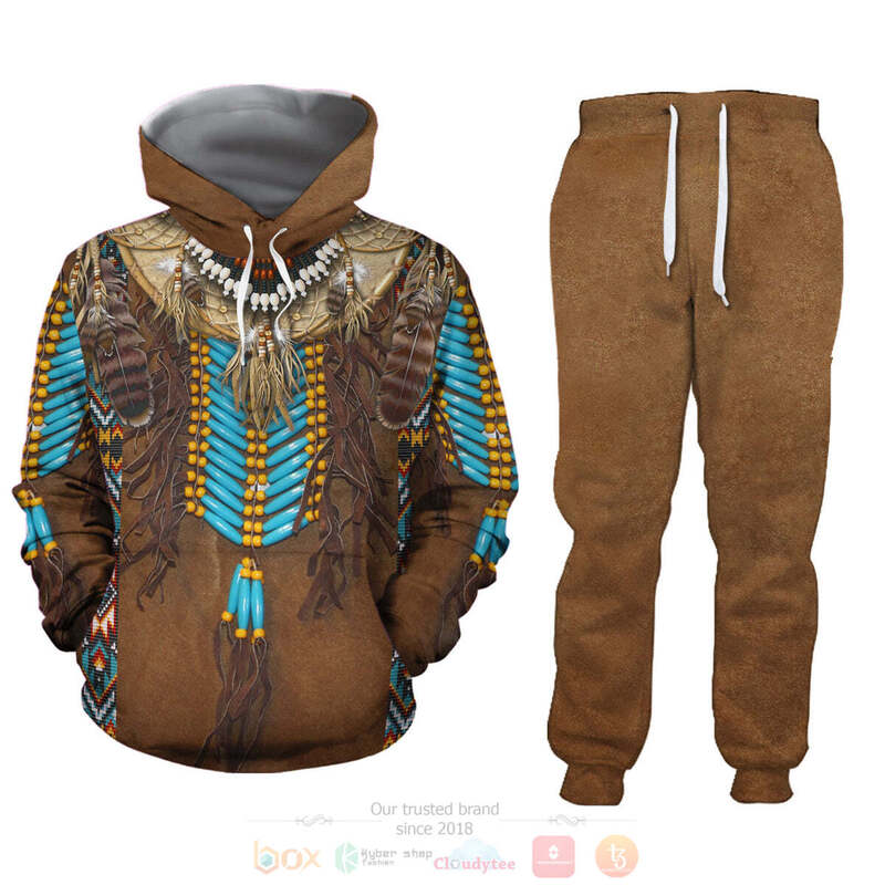Native Brown 3D Hoodie and Sweatpants Set