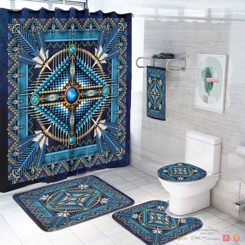 Naumaddic Arts Blue Native American Bathroom Set
