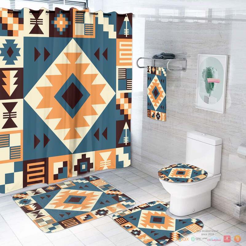 Navy Arrow Pattern Native American Bathroom Set