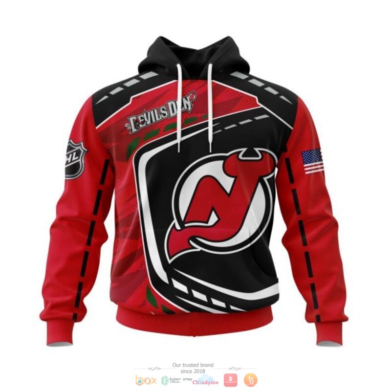 New Jersey Devils NHL black red 3D shirt hoodie