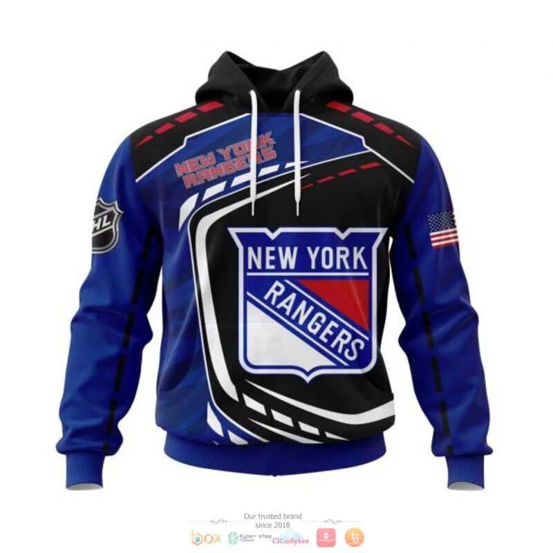 New York Rangers NHL black blue 3D shirt hoodie