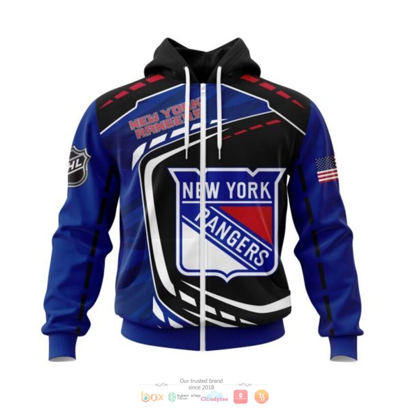 New York Rangers NHL black blue 3D shirt hoodie 1