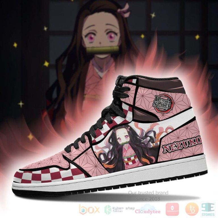 Nezuko Sneakers Custom Anime Demon Slayer Air Jordan High Top Shoes 1 2