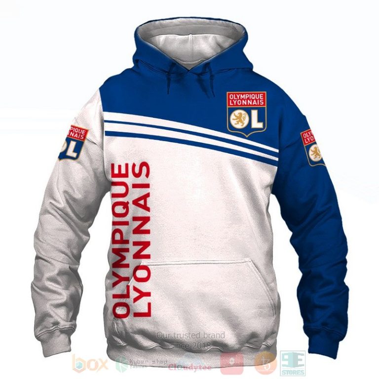 Olympique Lyonnais white blue 3D shirt hoodie