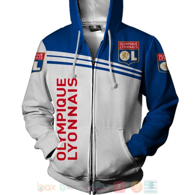 Olympique Lyonnais white blue 3D shirt hoodie 1 2