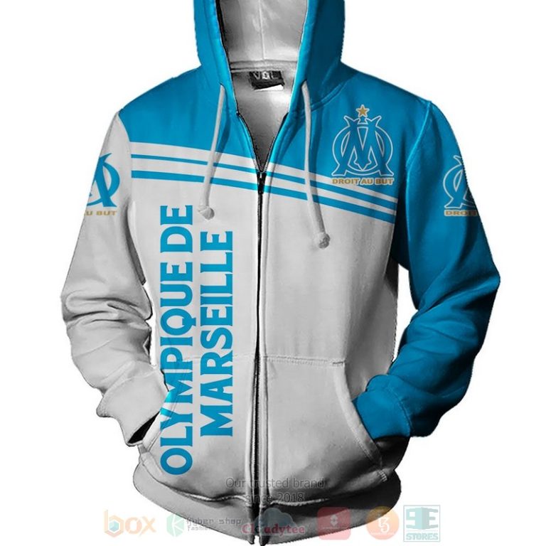 Olympique de Marseille white blue 3D shirt hoodie 1 2