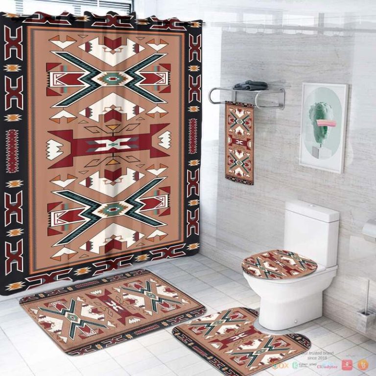 Orange Geometric Native American Bathroom Set