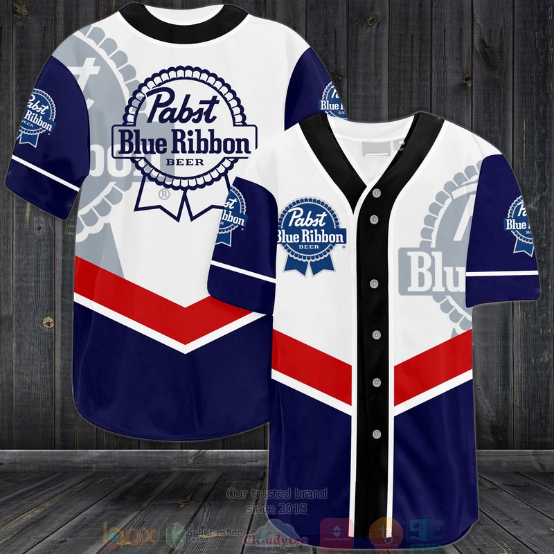 Pabst Blue Ribbon Beer white red blue Baseball Jersey