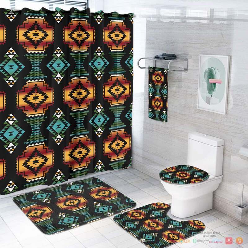 Patterns Black Red Native American Bathroom Set