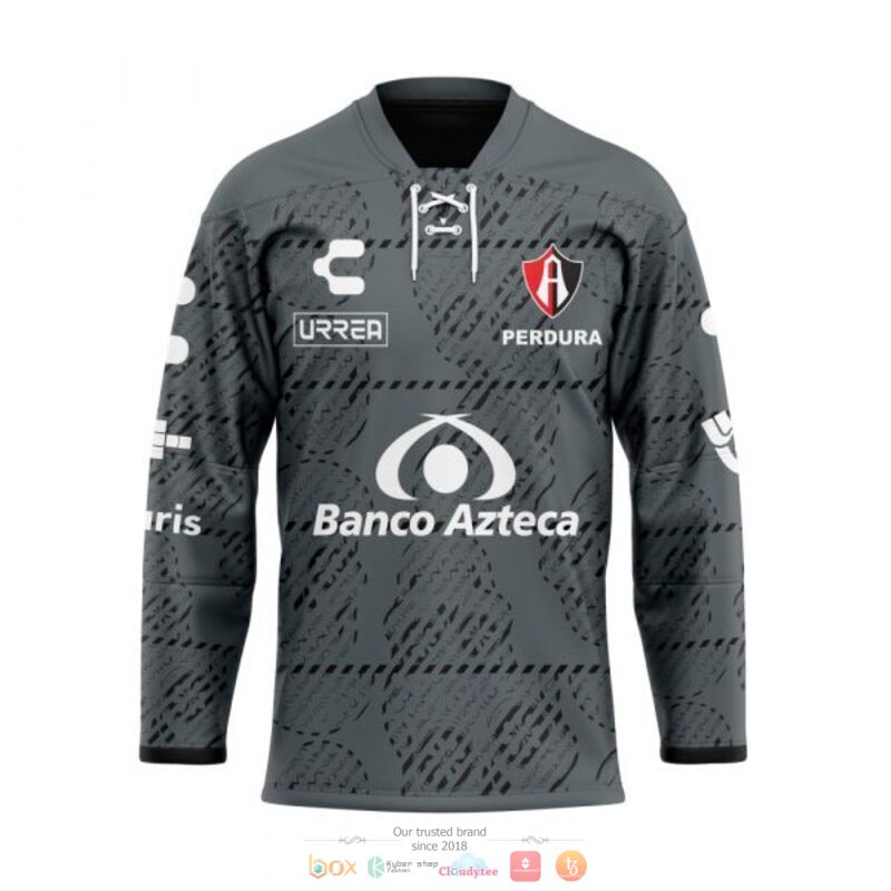 Personalise Liga MX Atlas Club Banco Azteca grey custom hockey jersey