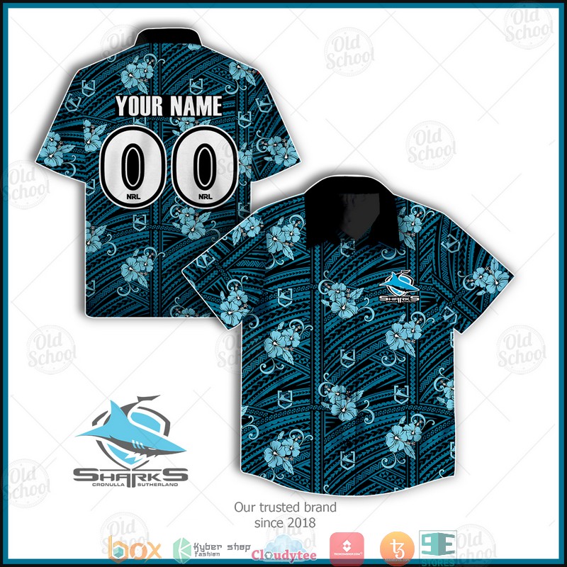 Personalise NRL Cronulla Sutherland Sharks Hawaiian shirt