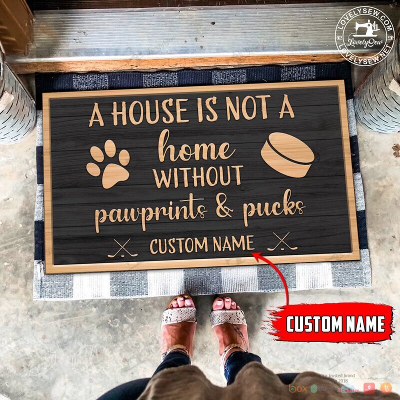 Personalized A house is not a home without pawprints and puck doormat 1 2