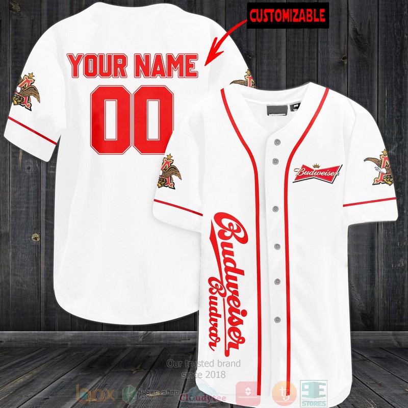 Personalized Budweiser custom white Baseball Jersey