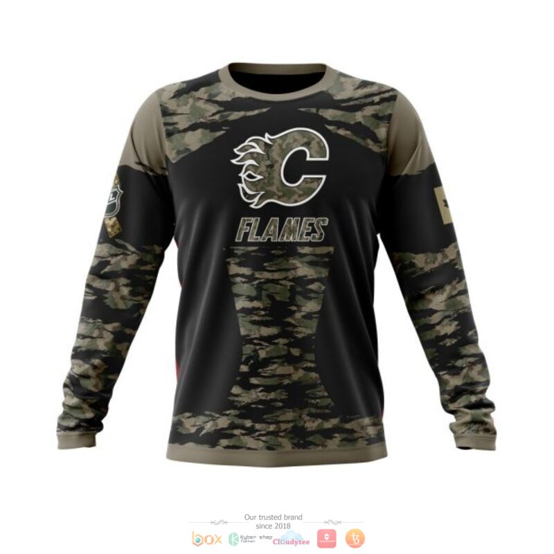Personalized Calgary Flames NHL green camo custom 3D shirt hoodie 1 2 3 4 5