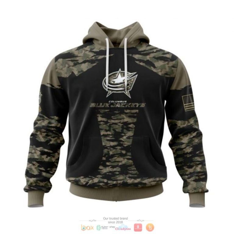 Personalized Columbus Blue Jackets NHL green camo custom 3D shirt hoodie