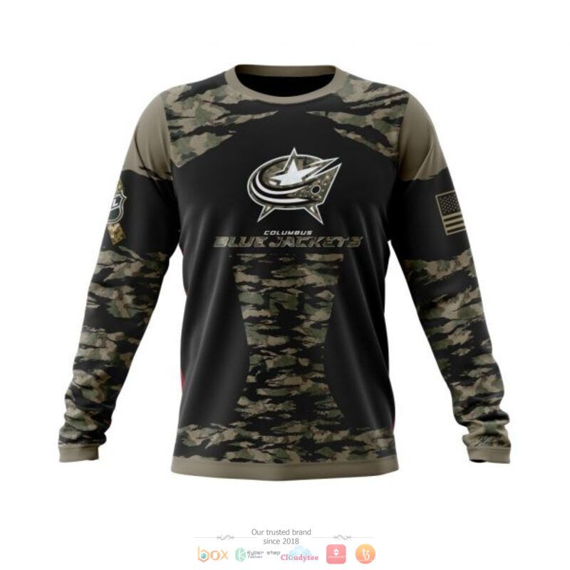 Personalized Columbus Blue Jackets NHL green camo custom 3D shirt hoodie 1 2 3 4 5