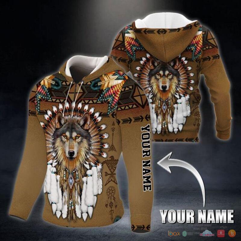 Personalized Native Wolf American 3d over printed hoodie