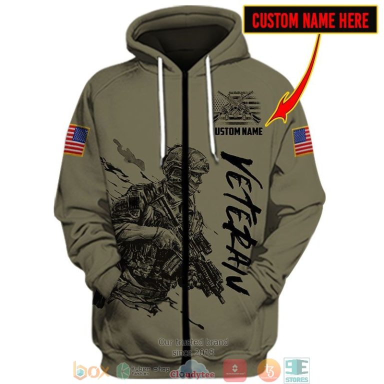 Personalized Veteran American flag 3d shirt hoodie 1 2