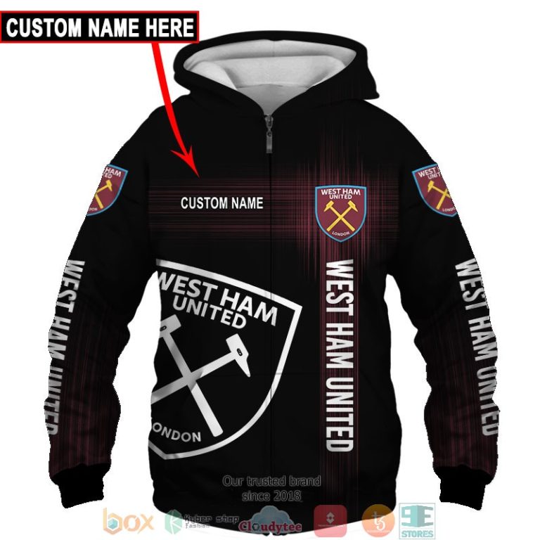 Personalized West Ham Black 3d shirt hoodie 1 2